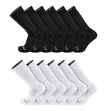 TCK 12 Pairs-Black/White / Large Seamless, Cushioned Crew Socks: Moisture Wicking Work & Sport
