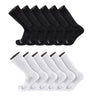 TCK 12 Pairs-Black/White / Large Seamless, Cushioned Crew Socks: Moisture Wicking Work & Sport
