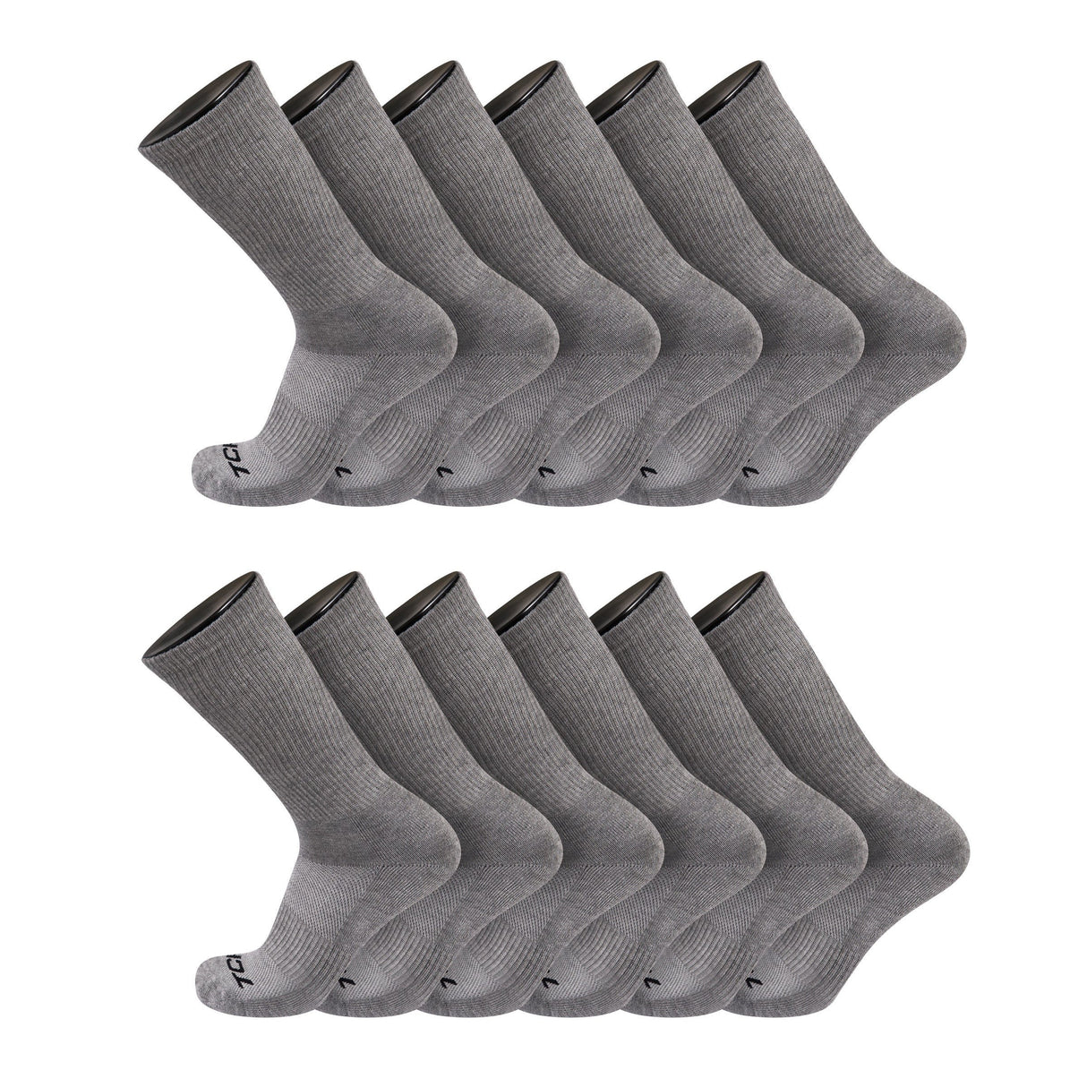 TCK 12 Pairs-Grey / Large Seamless, Cushioned Crew Socks: Moisture Wicking Work & Sport