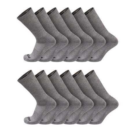 TCK 12 Pairs-Grey / Large Seamless, Cushioned Crew Socks: Moisture Wicking Work & Sport