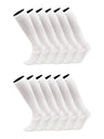 TCK 12 Pairs White / Medium Long Work & Athletic Socks Over the Calf 6-Pack
