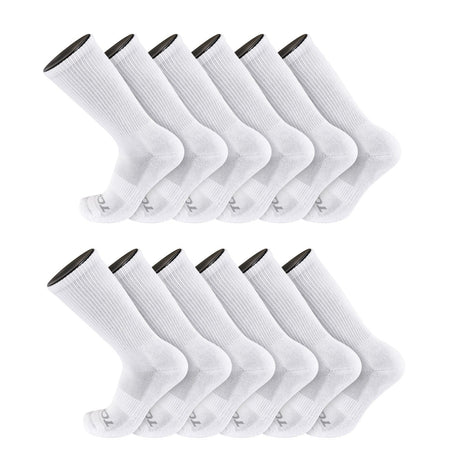 TCK 12 Pairs-White / X-Large Seamless, Cushioned Crew Socks: Moisture Wicking Work & Sport