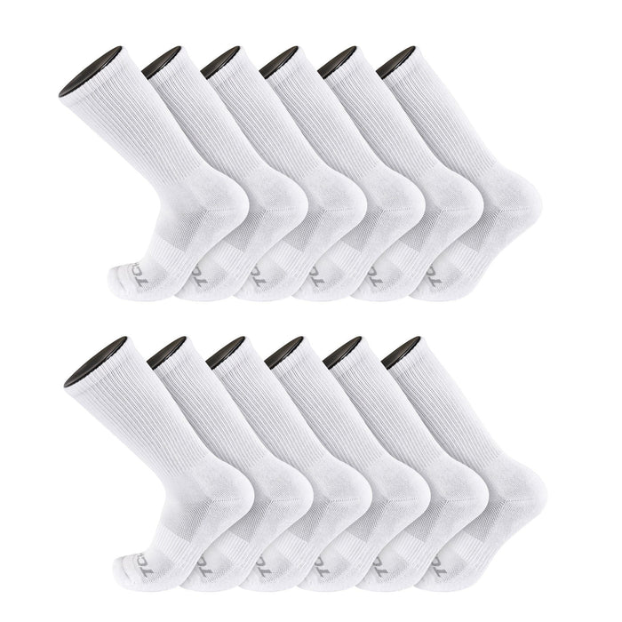 TCK 12 Pairs-White / X-Large Seamless, Cushioned Crew Socks: Moisture Wicking Work & Sport