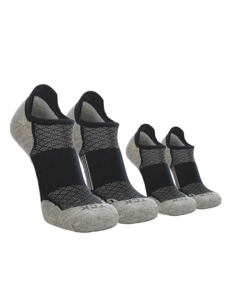 TCK 2 Pairs Black/Heather Grey / Large Tour No Show Golf & Running Socks
