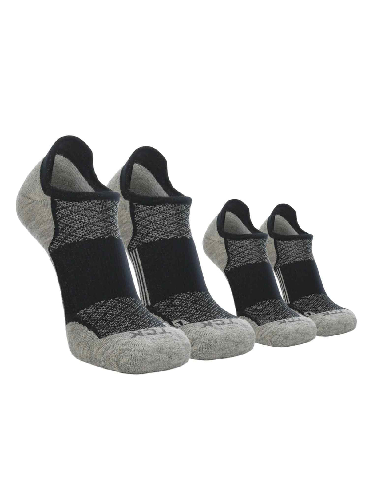 TCK 2 Pairs Black/Heather Grey / Small TCK Low Cut Merino Wool Golf Socks Performance Blend