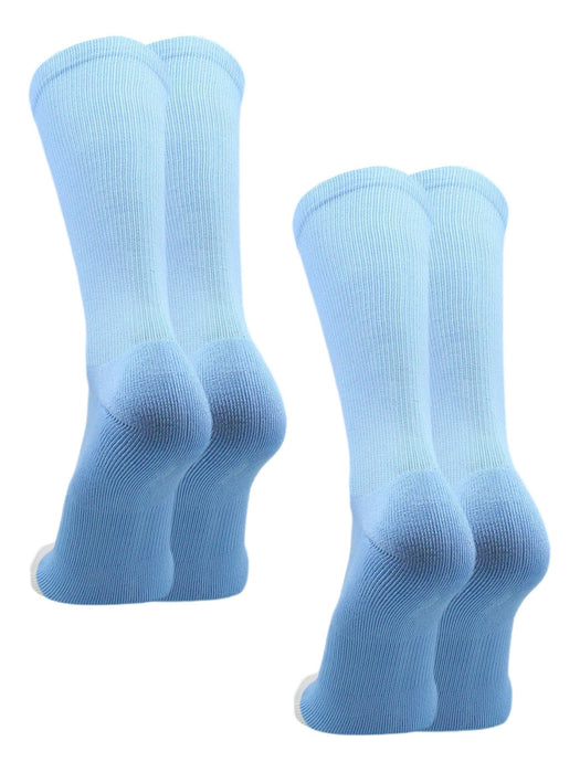 TCK 2 Pairs-Columbia Blue / Small Prosport Crew Socks - Team Colored Crew Socks For All Sports