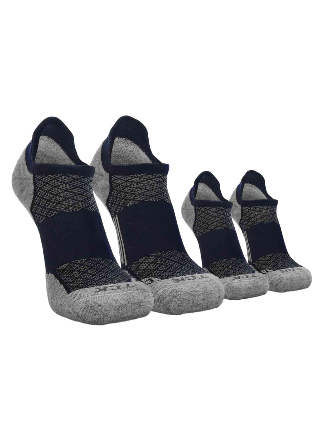 TCK 2 Pairs Navy/Heather Grey / Large Tour No Show Golf & Running Socks