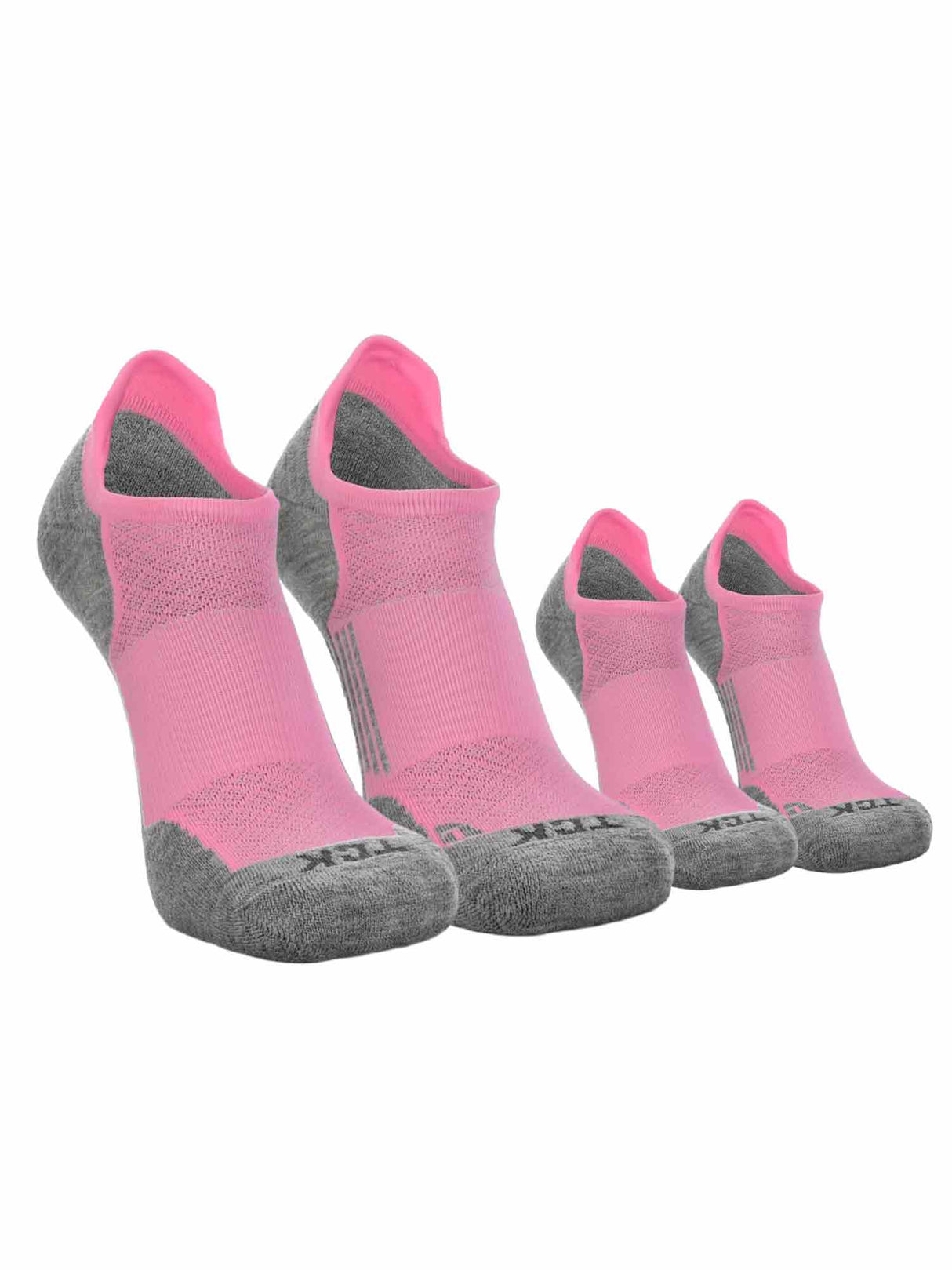 TCK 2 Pairs Pink/Heather Grey / Large Tour No Show Golf & Running Socks