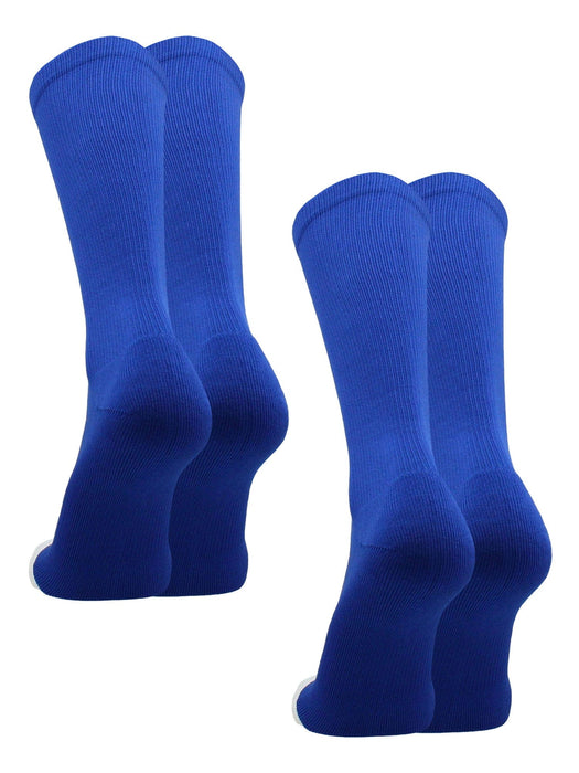 TCK 2 Pairs-Royal / Large Prosport Crew Socks - Team Colored Crew Socks For All Sports