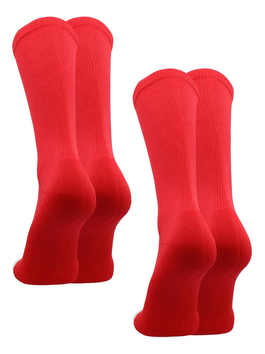 TCK 2 Pairs-Scarlet / Large Prosport Crew Socks - Team Colored Crew Socks For All Sports