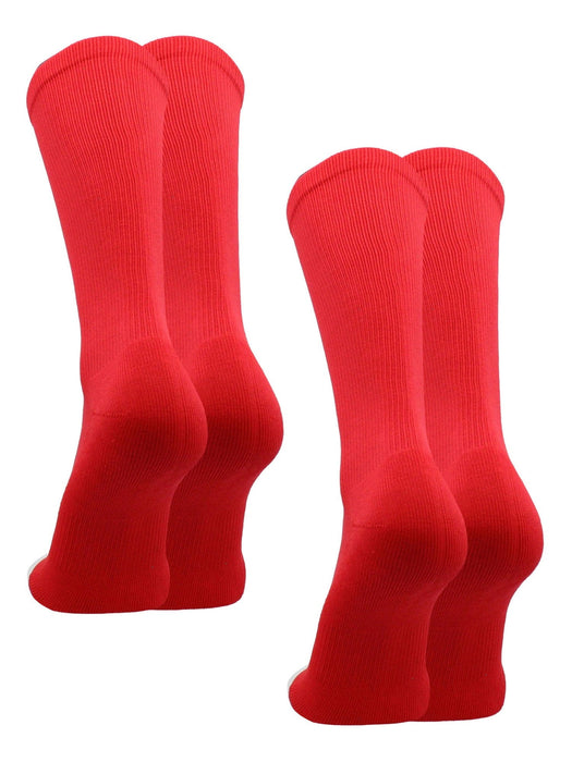 TCK 2 Pairs-Scarlet / Small Prosport Crew Socks - Team Colored Crew Socks For All Sports