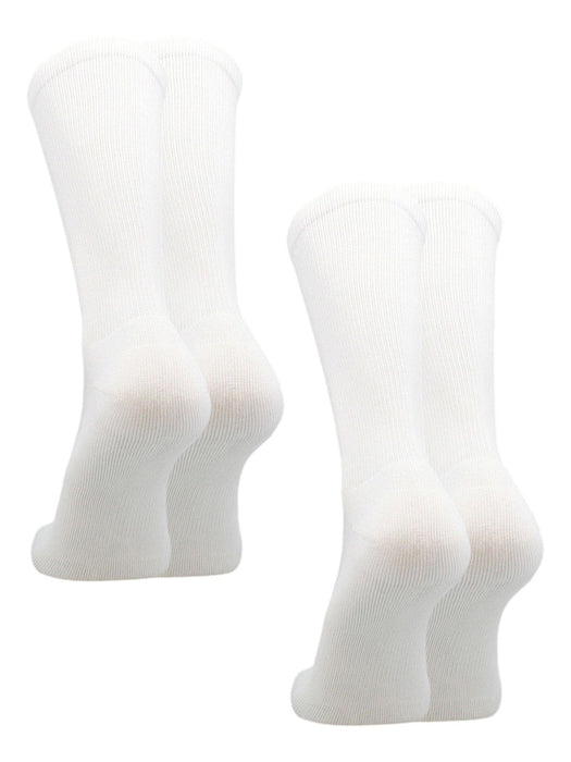 TCK 2 Pairs-White / Large Prosport Crew Socks - Team Colored Crew Socks For All Sports