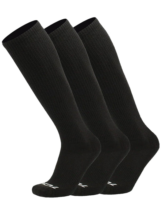 TCK 3 Pairs Black / Medium Long Work & Athletic Socks Over the Calf 6-Pack