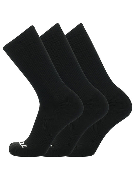 TCK 3 Pairs-Black / Medium Seamless, Cushioned Crew Socks: Moisture Wicking Work & Sport