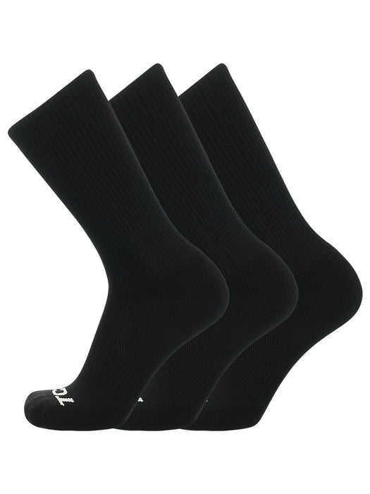 TCK 3 Pairs-Black / Medium Seamless, Cushioned Crew Socks: Moisture Wicking Work & Sport