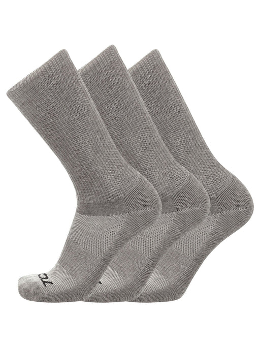 TCK 3 Pairs-Grey / Medium Seamless, Cushioned Crew Socks: Moisture Wicking Work & Sport