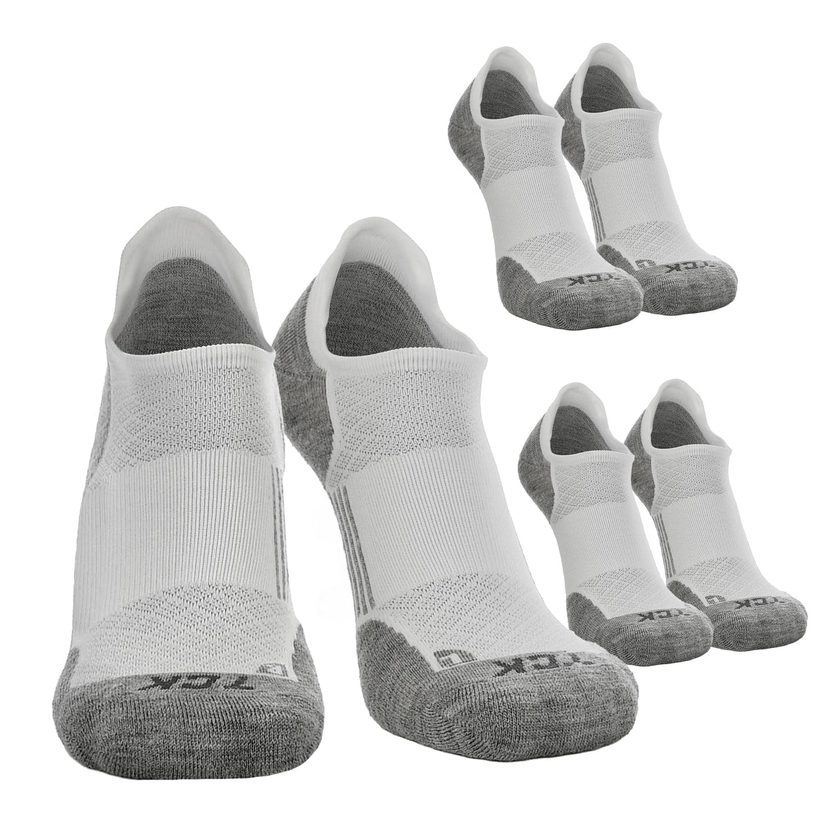 TCK 3 Pairs White/Grey / Large The Tour Golf Socks for Men and Women's No Show