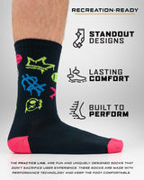 TCK After-Glow Graffiti Neon Baseball Crew Socks