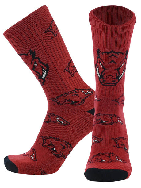 TCK Arkansas Cardinal/Black/White / Large Arkansas Razorbacks Mayhem Crew Socks