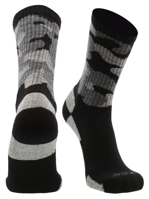 TCK Black Camo / Large Camo Merino Wool Hiking Socks For Men & Women