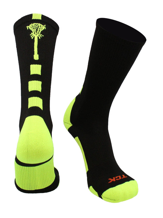 TCK Black/Electric Green / Large Lacrosse Socks Midline Logo Crew