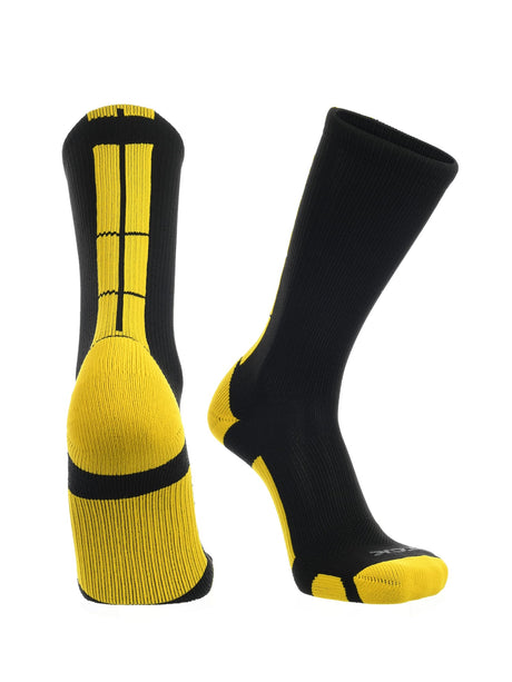 TCK Black/Gold / Large Baseline 3.0 Athletic Crew Socks Adult Sizes Team Colors