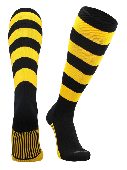 TCK Black/Gold / Large Striped Rugby Socks