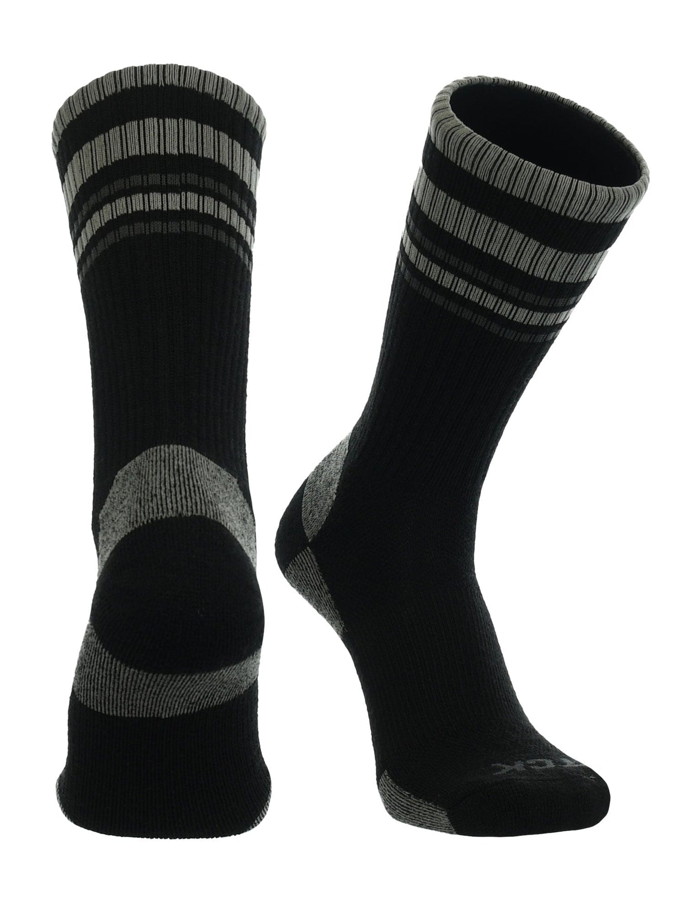 TCK Black/Grey / X-Large Striped Merino Wool Hiking Socks For Men & Women