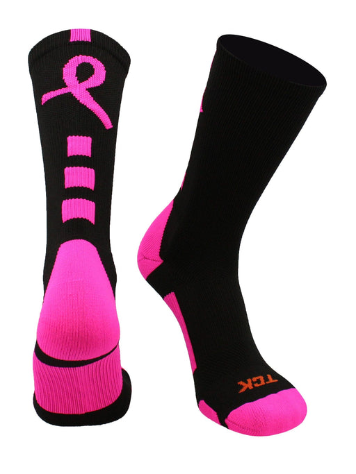 TCK Black/Hot Pink / Large Pink Breast Cancer Awareness Socks