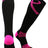 TCK Black/Hot Pink / Large Pink Ribbon Awareness Socks Over the Calf