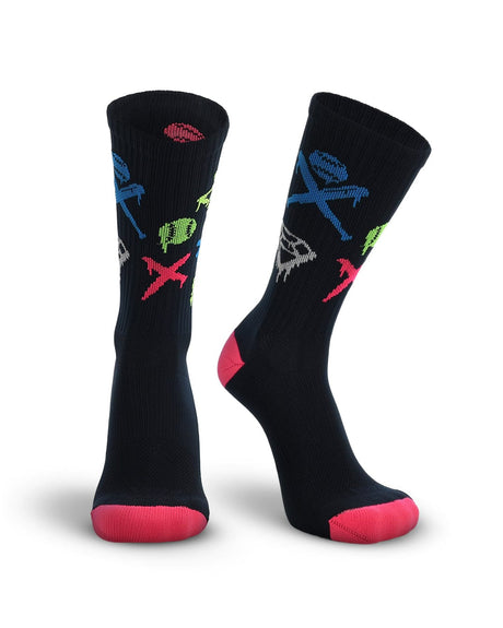 TCK Black/Hot Pink / Small After-Glow Graffiti Neon Baseball Crew Socks