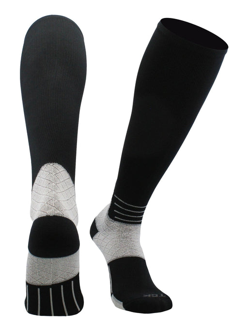 TCK Black / Large Compression Socks For Women and Men, Over the Calf Graduated Compression 8-15 mmHg 20-30 mmHg