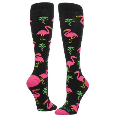 TCK Black / Medium Made in USA Krazisox Flamingo Socks - TCK Crazy Sports Team Socks
