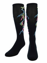 TCK Black/Multi-Neon / Large Lightning Bolt Tube Socks