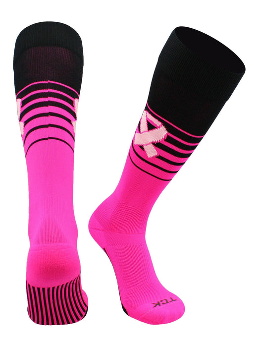 TCK Black/Neon Pink / Large Pink Breast Cancer Socks Elite Breaker