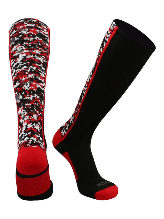 TCK Black/Red / Medium Long Digital Camo Baseball Socks