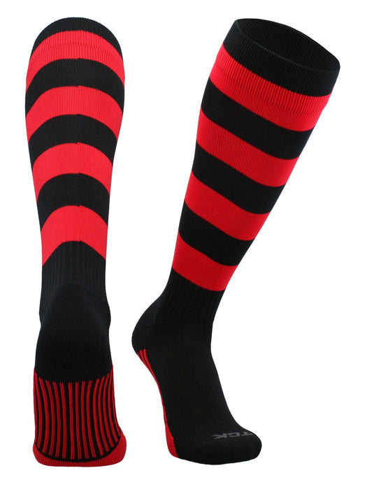 TCK Black/Scarlet / Large Striped Rugby Socks