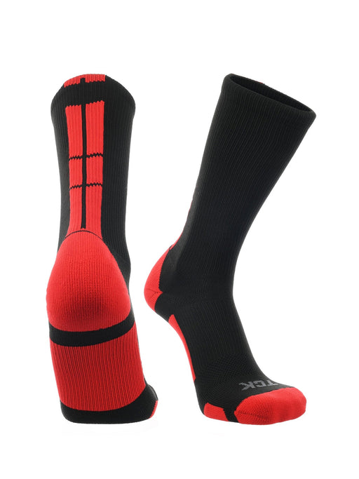 TCK Black/Scarlet / X-Large Baseline 3.0 Athletic Crew Socks Adult Sizes Team Colors