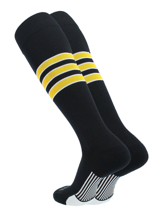 TCK Black/White/Gold / X-Large Elite Performance Baseball Socks Dugout Pattern D