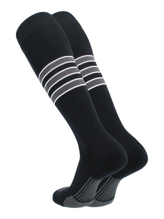 TCK Black/White/Graphite / Medium Elite Performance Baseball Socks Dugout Pattern D