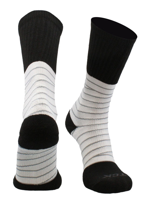 TCK Black/White / Large Ankle Support Tape Socks For Football, Basketball, & Volleyball