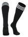 TCK Black White / Large European Striped Soccer Socks Fold Down Top