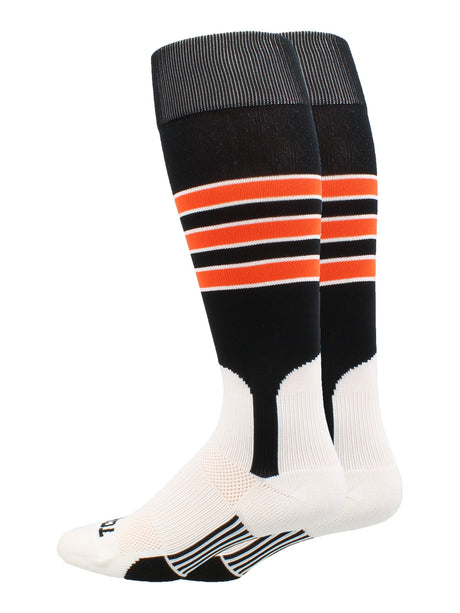 TCK Black/White/Orange / X-Large Baseball Stirrup Socks with Stripes