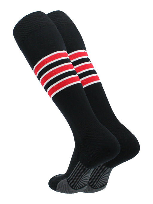 TCK Black/White/Scarlet / X-Large Elite Performance Baseball Socks Dugout Pattern D