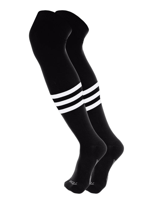 TCK Black/White / X-Large Dugout Striped Over the Knee Baseball Socks Pattern B