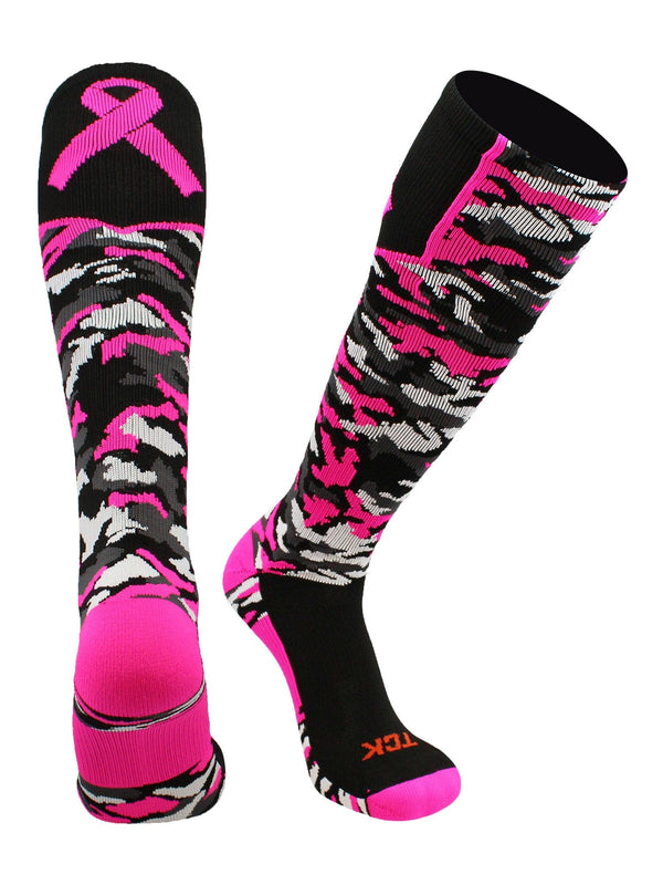Breast Cancer Awareness Camo Over The Calf Socks