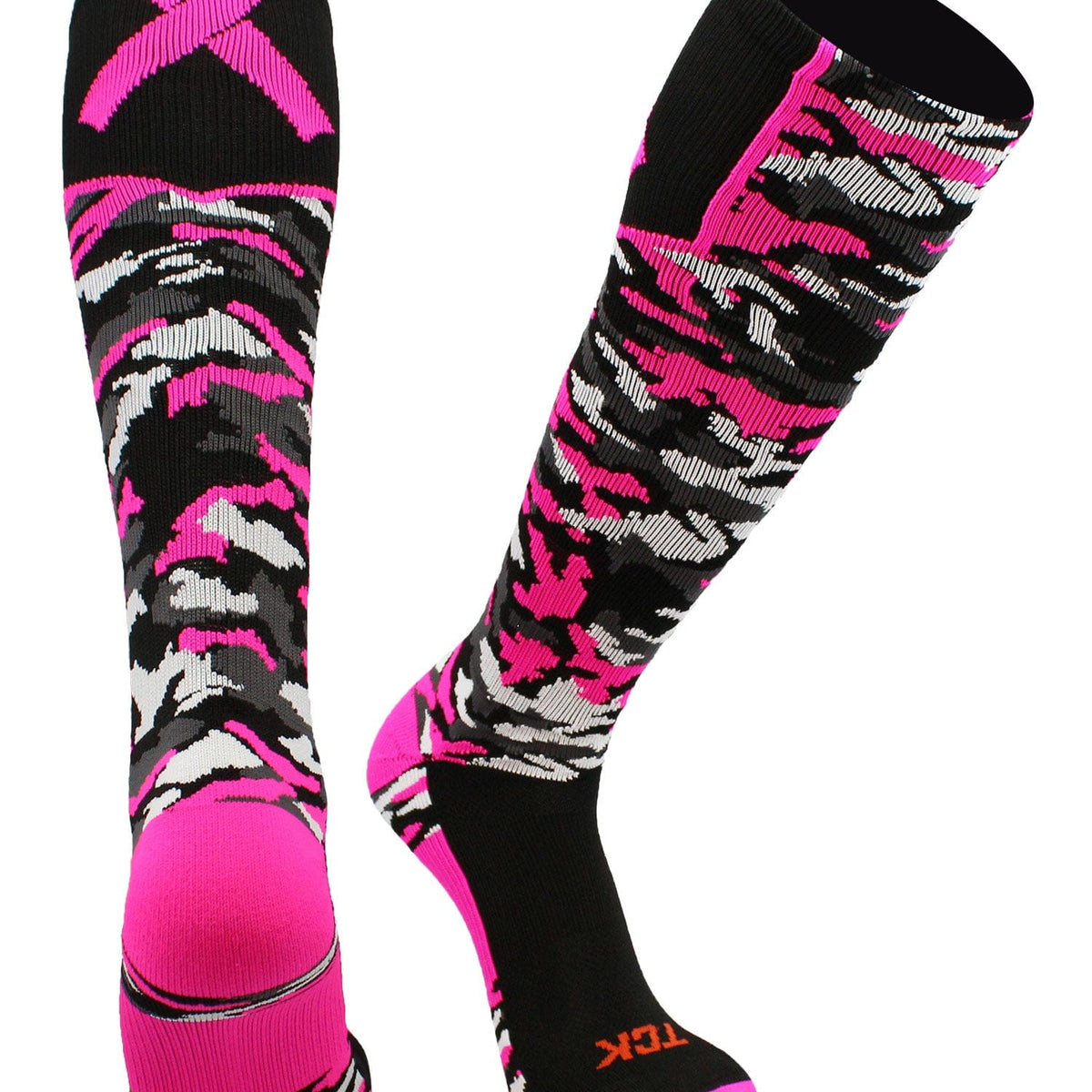 Long Over the Calf Camo Pink Breast Cancer Awareness Socks — TCK