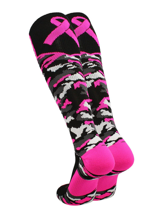 TCK Breast Cancer Awarness Socks Pink Camo Over The Calf