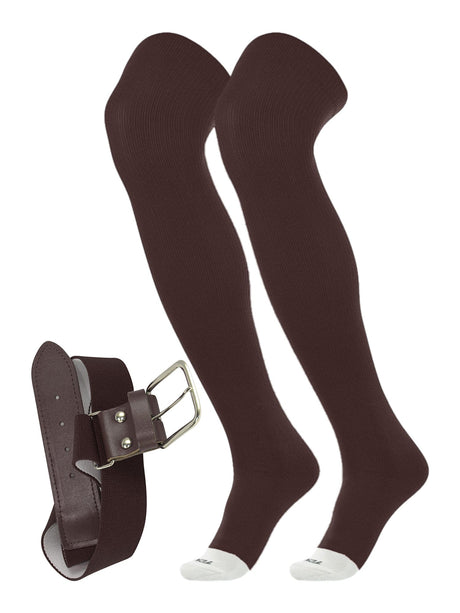 TCK Brown / X-Large Prosport Belt and Socks Combo | Over the Knee Sock
