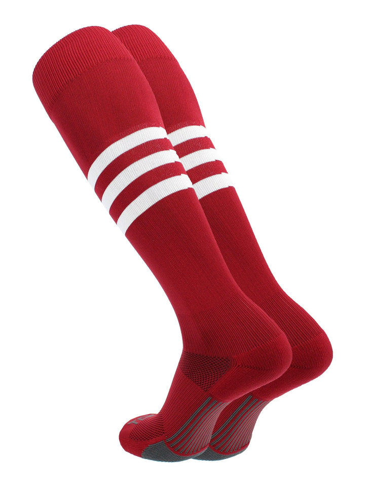 TCK Cardinal/White / Large Elite Performance Baseball Socks Dugout Pattern B